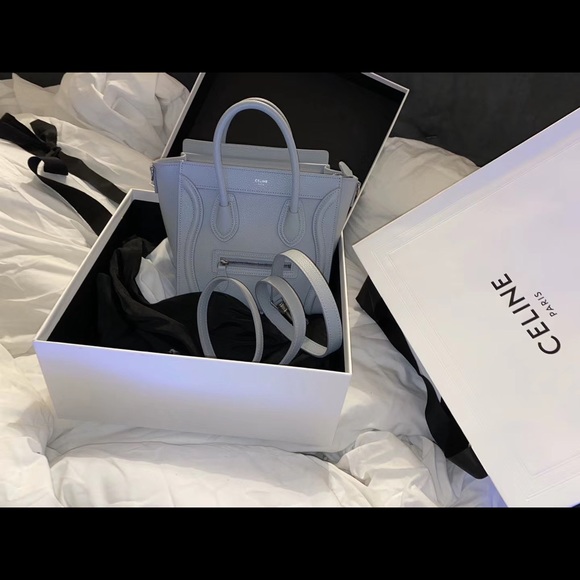 *SOLD * $1700 Authentic Celine mini nano luggage tote mineral calfskin - Picture 2 of 9